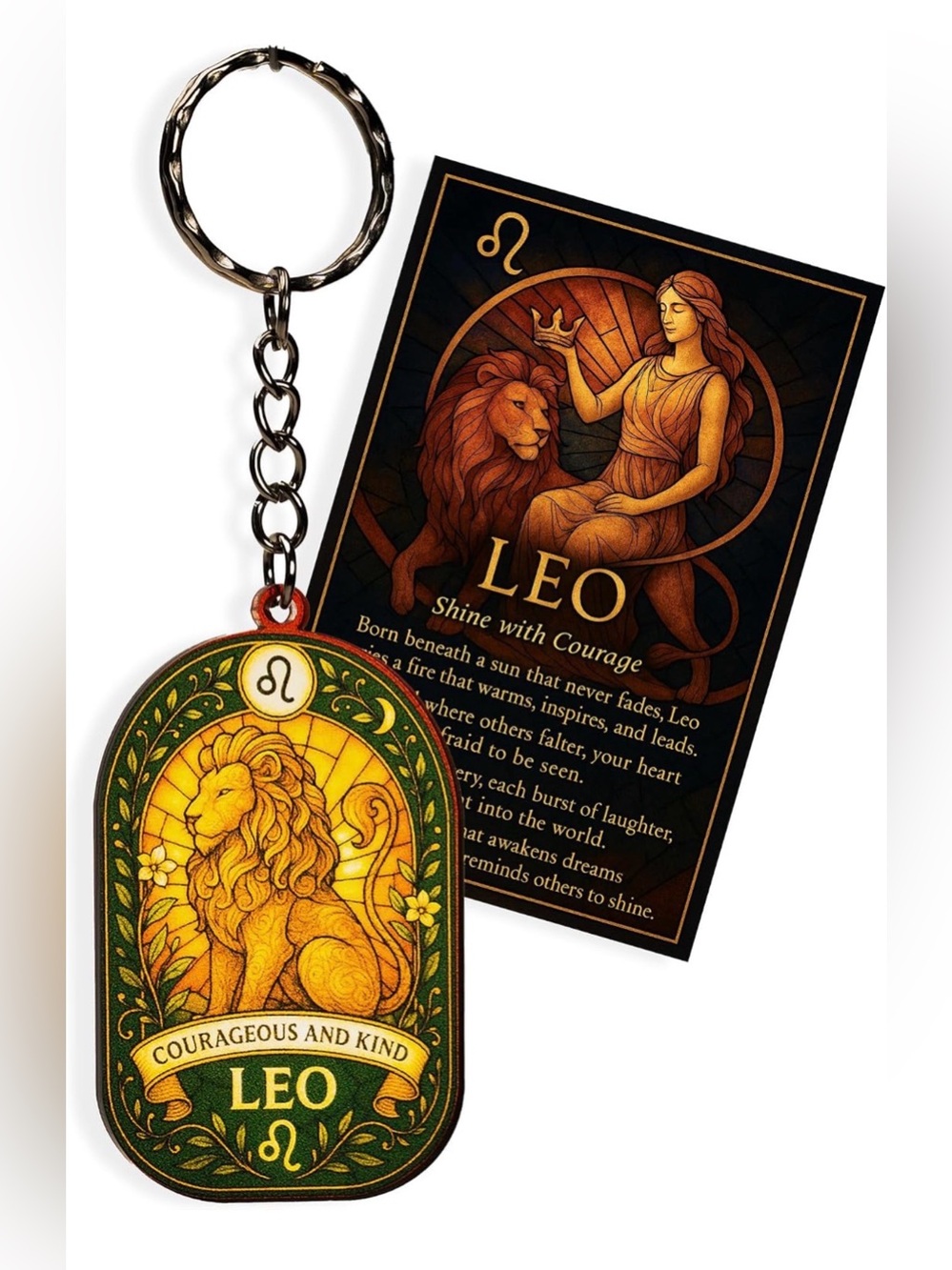 ✴️New✴️Leo Zodiac Keychain with Lion Artwork